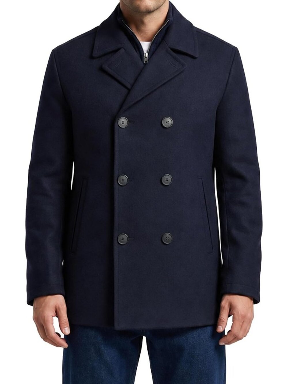 Stylish Men's Wool Blend Peacoat - Classic Winter Outerwear, Warm & Versatile